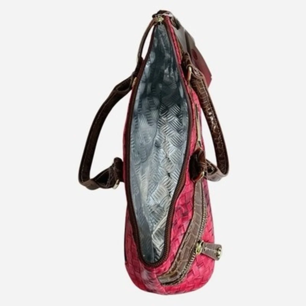 Samantha Brown Red Insulated Wine Purse Woven Picnic Travel Bag NWT